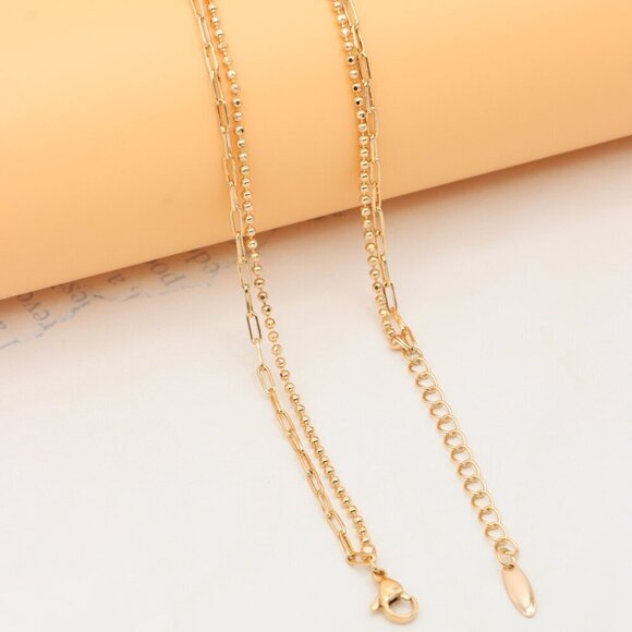 Layered Rose Gold Necklace with Ball Charm, XPNL0350 - Picture 11 of 13